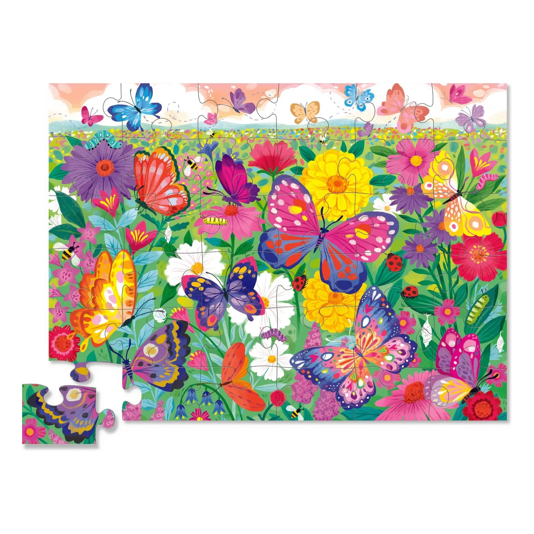 Crocodile Creek Multicoloured Garden Butterflies Puzzle - 36 Pieces