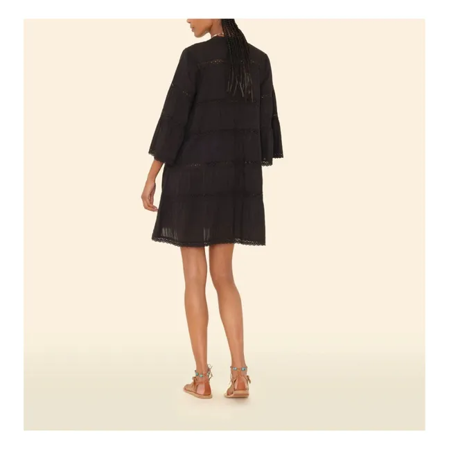Freda Vestido de gasa de algodón | Negro