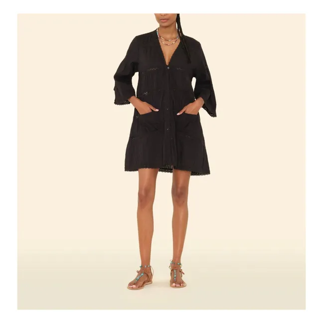 Freda Vestido de gasa de algodón | Negro