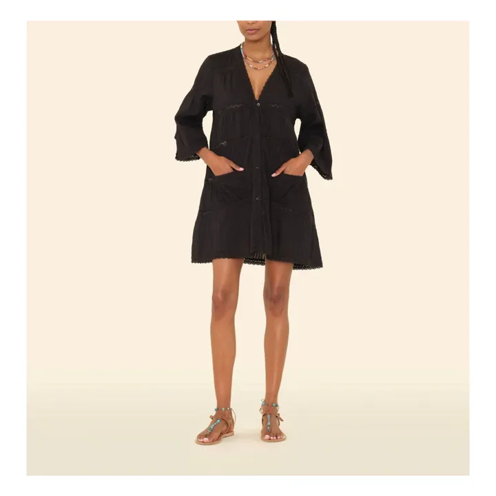 Robe Freda Voile de Coton | Noir- Image produit n°2