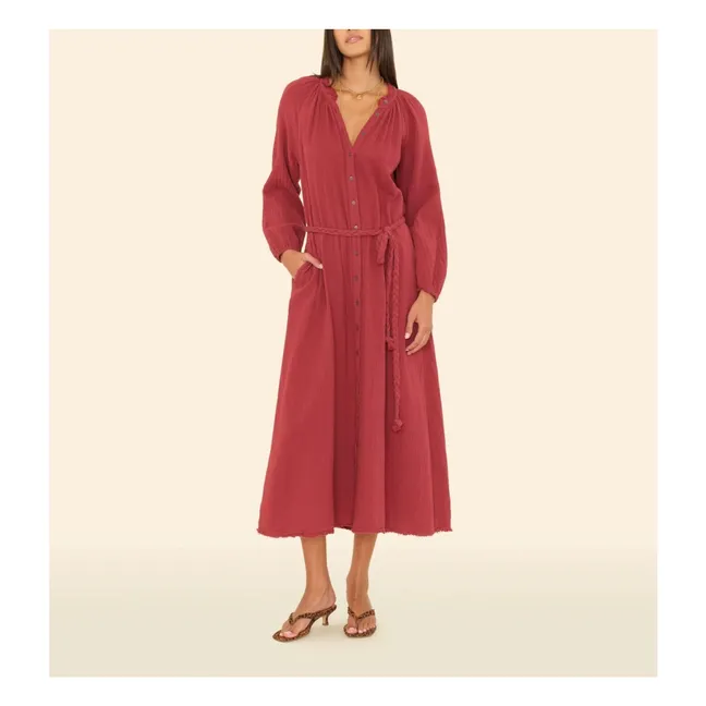 Vestido de gasa de algodón Andrea | Rojo