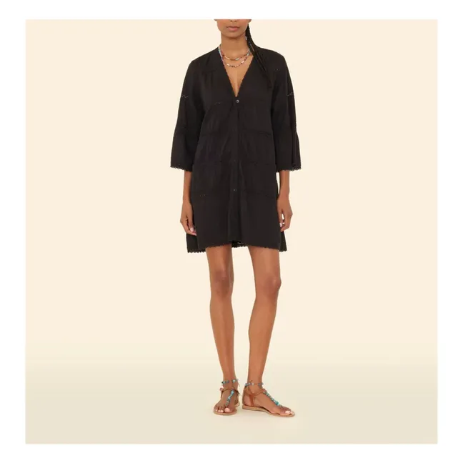 Freda Vestido de gasa de algodón | Negro
