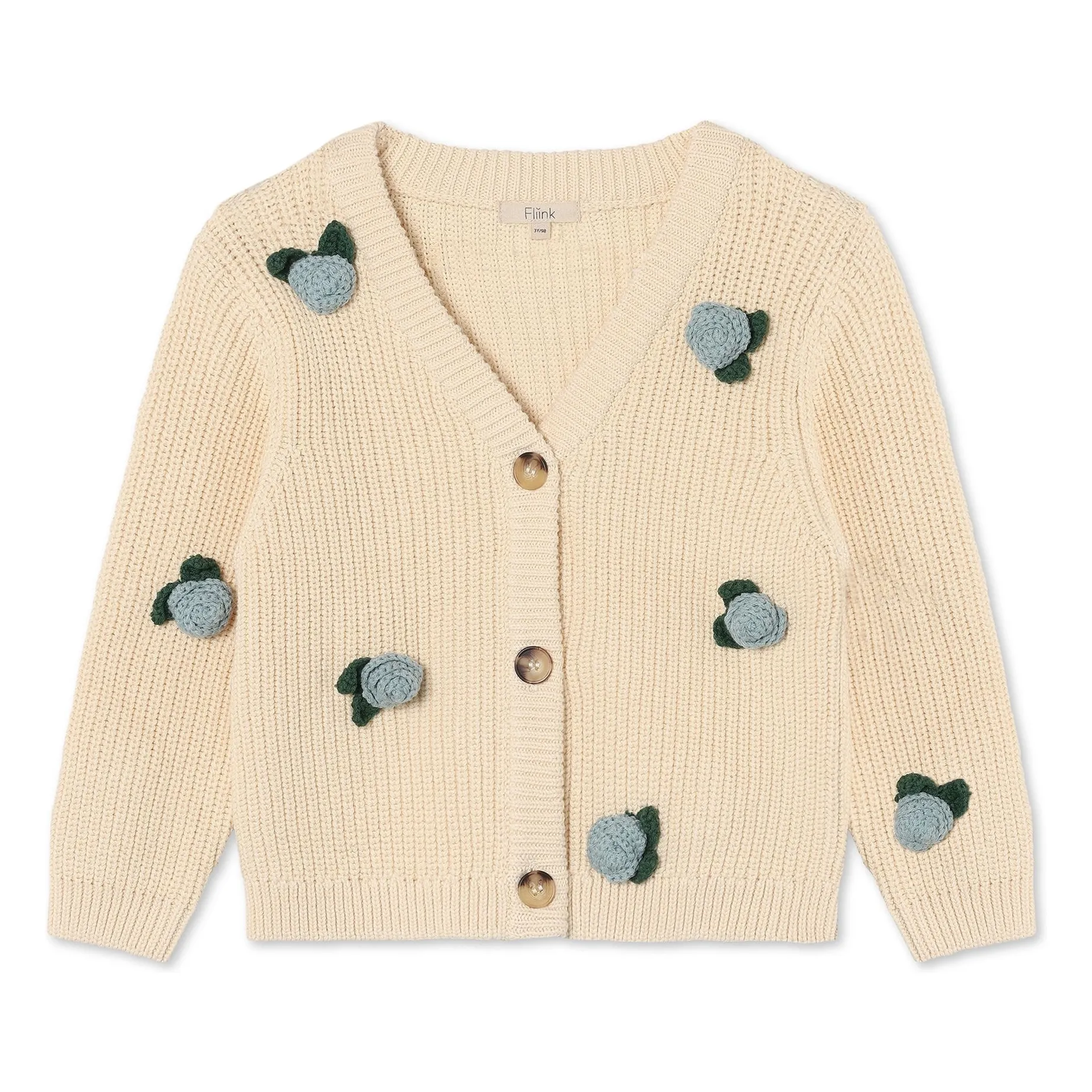 Fliink Ecru Cool Flower Cardigan