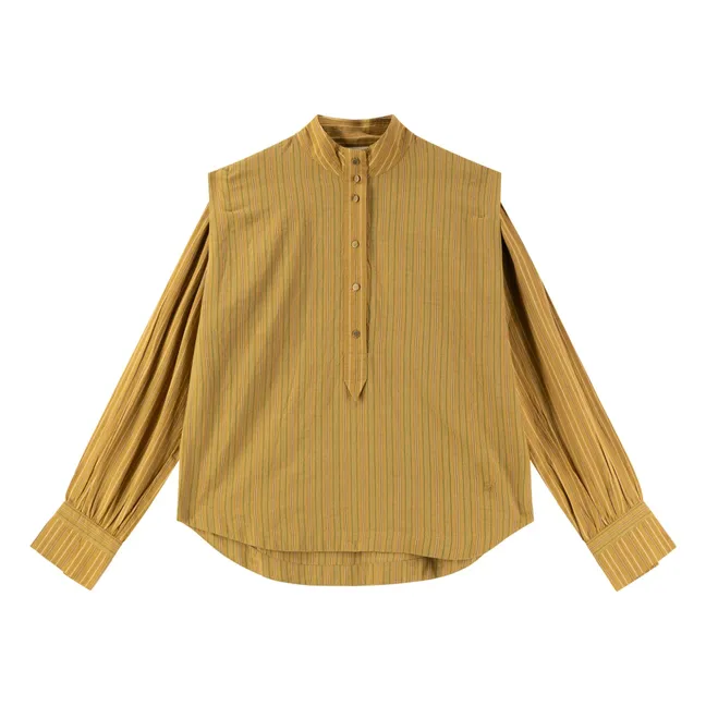 Blusa de algodón orgánico a rayas Cristo | Camel
