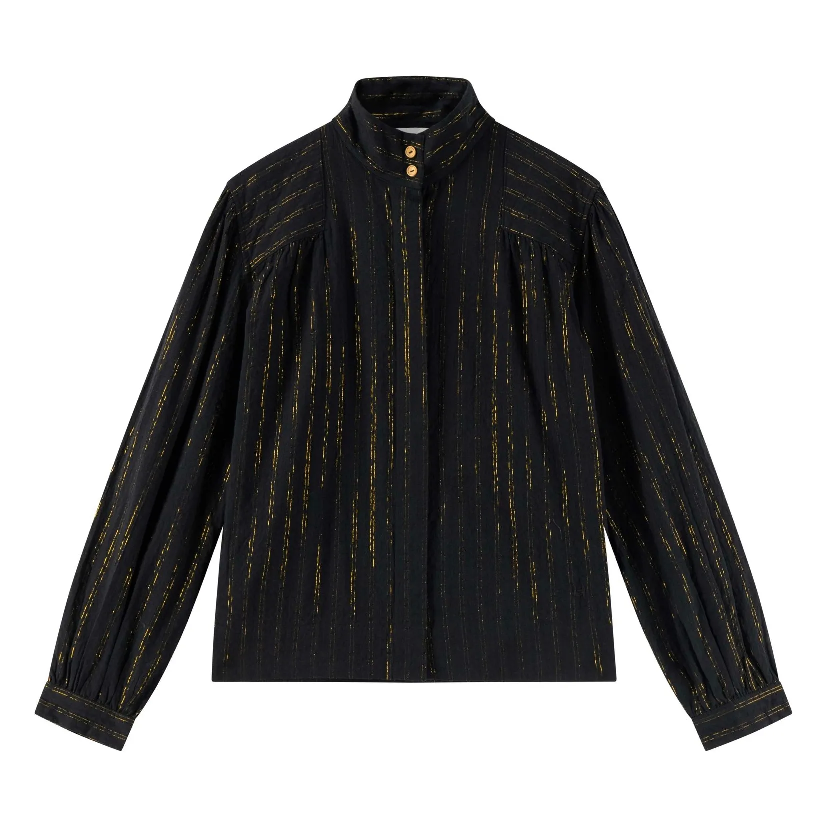 Leon & Harper Black Chana Striped Metallic Blouse