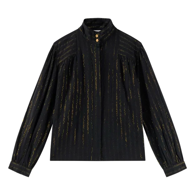 Blusa metálica a rayas Chana | Negro