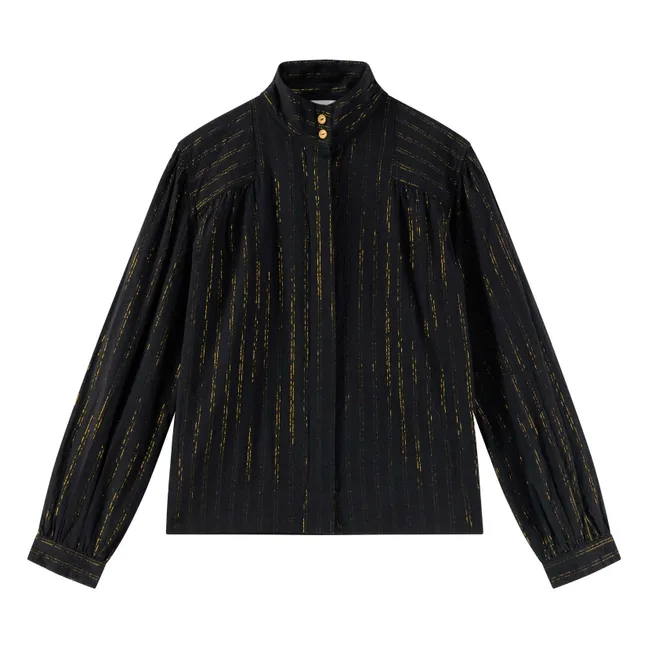 Chana Striped Metallic Blouse | Black