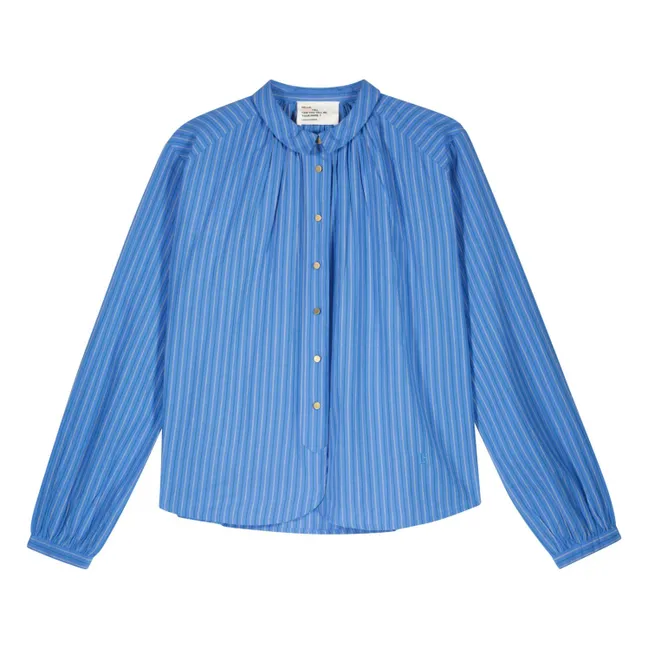 Cob Striped Organic Cotton Blouse | Blue