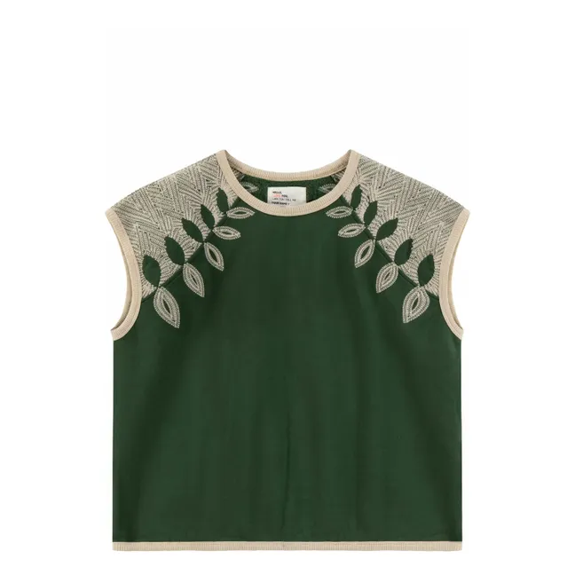 Sirop Leaf Cotton Organic Sleeveless Sweatshirt | Green