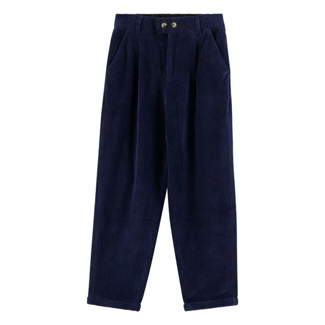 Pantalon Prom Velours Côtelé Coton Bio | Bleu marine
