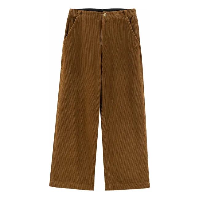 Pantalon Pamira Velours Côtelé Coton Bio | Marron