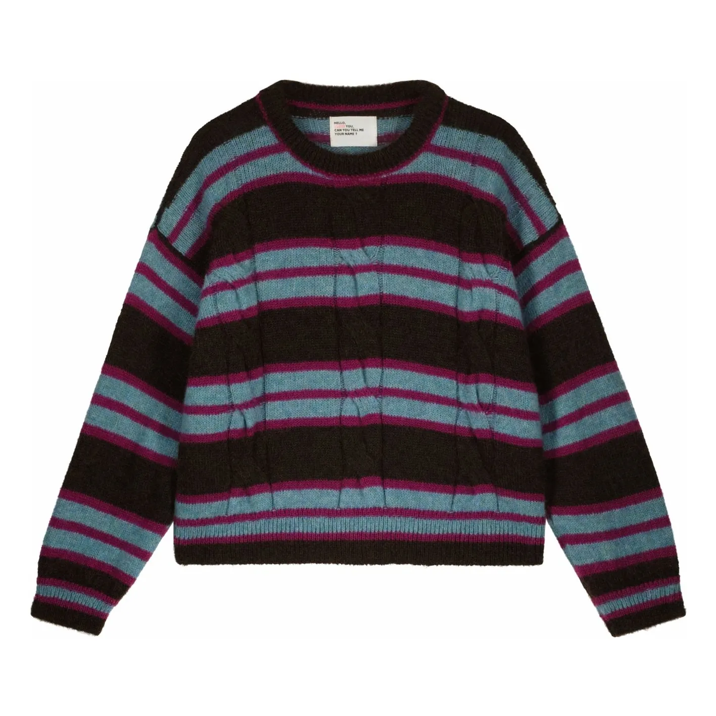 Leon & Harper Brown Super Kid Mohair Striped Moove Sweater