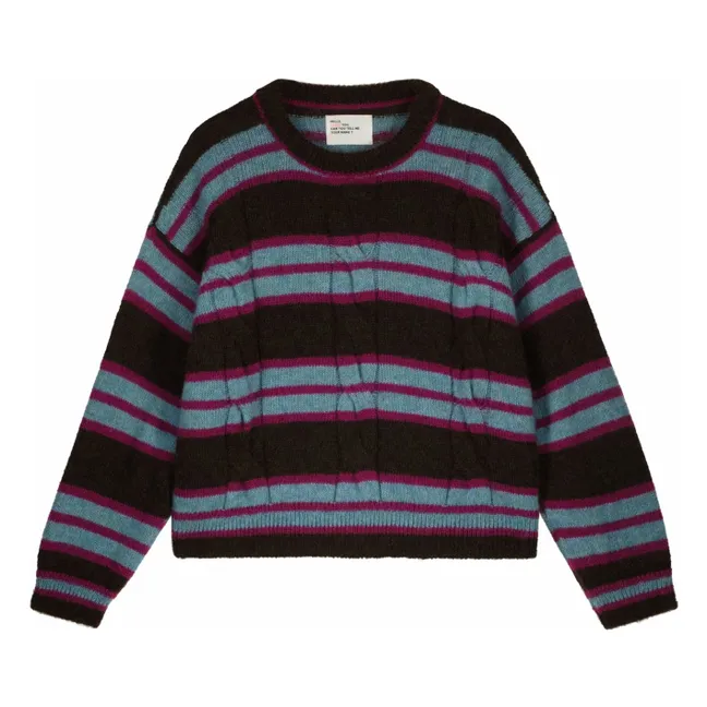 Super Kid Mohair Striped Moove Sweater | Brown