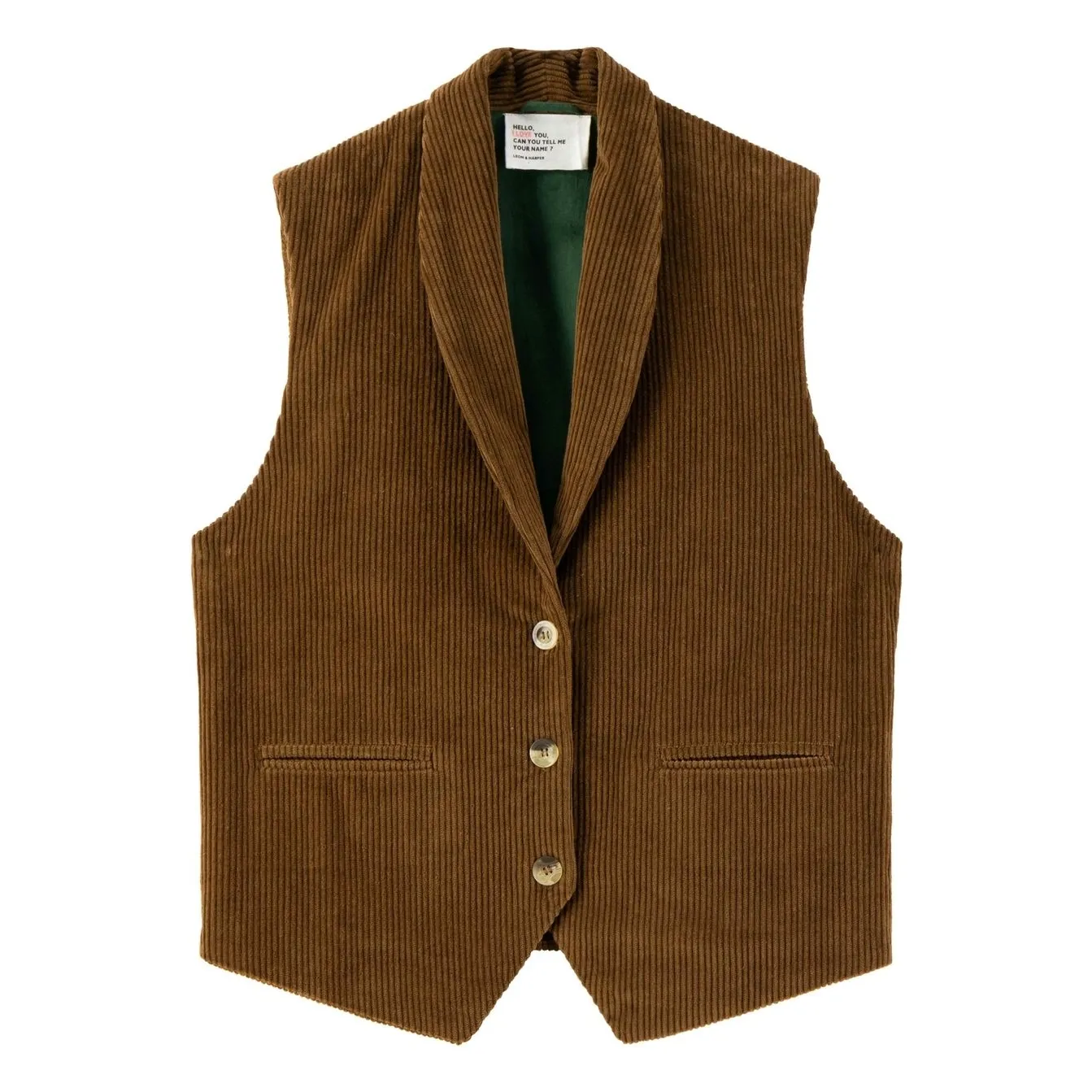 Leon & Harper Brown Vuela Corduroy Organic Cotton Sleeveless Jacket
