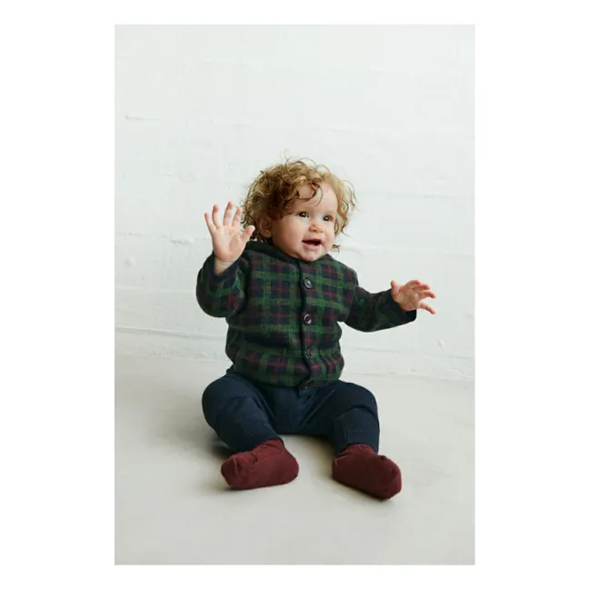 Veste Carreaux Laine de Mérinos Bébé | Vert