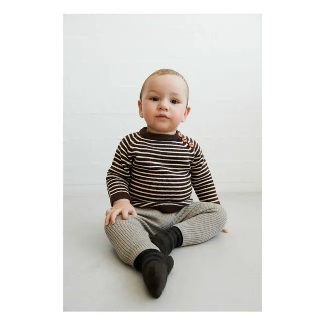 Pull Rayé Laine de Mérinos Bébé | Marron
