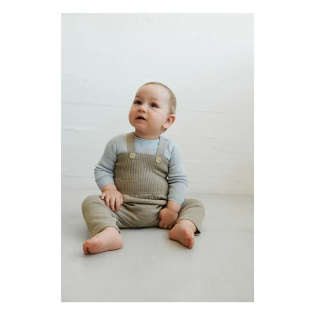 Salopette Taille Haute Laine de Mérinos | Beige chiné