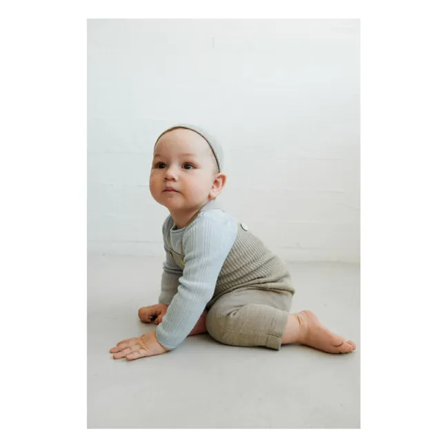 Salopette Taille Haute Laine de Mérinos | Beige chiné