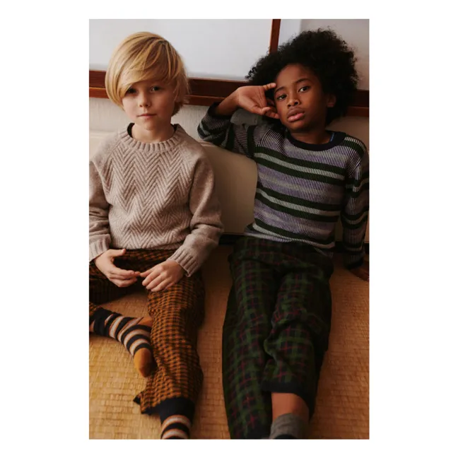 Pantalón Carreaux Feutré Lana Merino | Verde