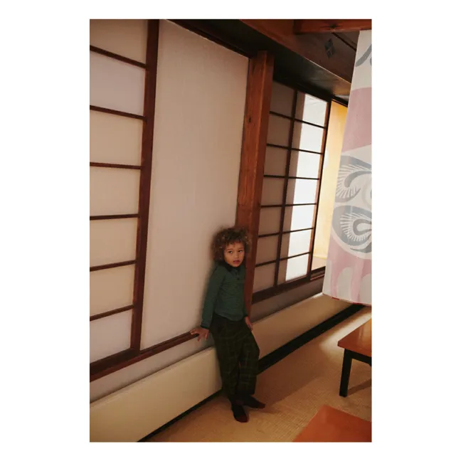 Pantalón Carreaux Feutré Lana Merino | Verde