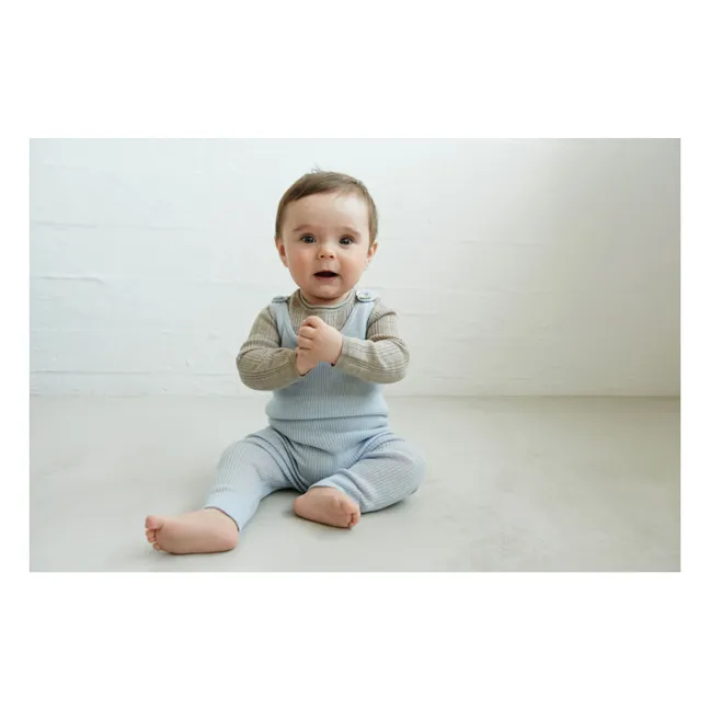 Body de canalé de lana merina | Beige chiné