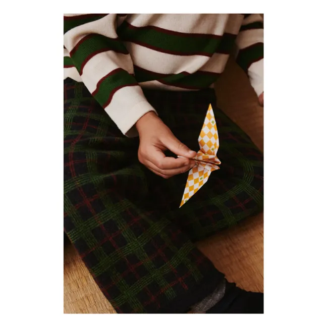 Pantalón Carreaux Feutré Lana Merino | Verde