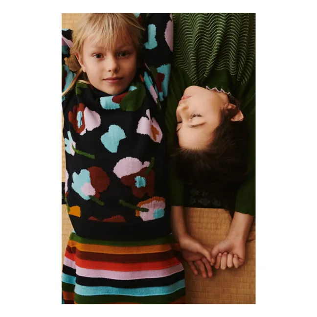 Falda de rayas de lana merina | Azul Marino