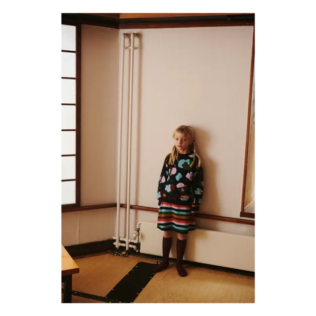 Falda de rayas de lana merina | Azul Marino