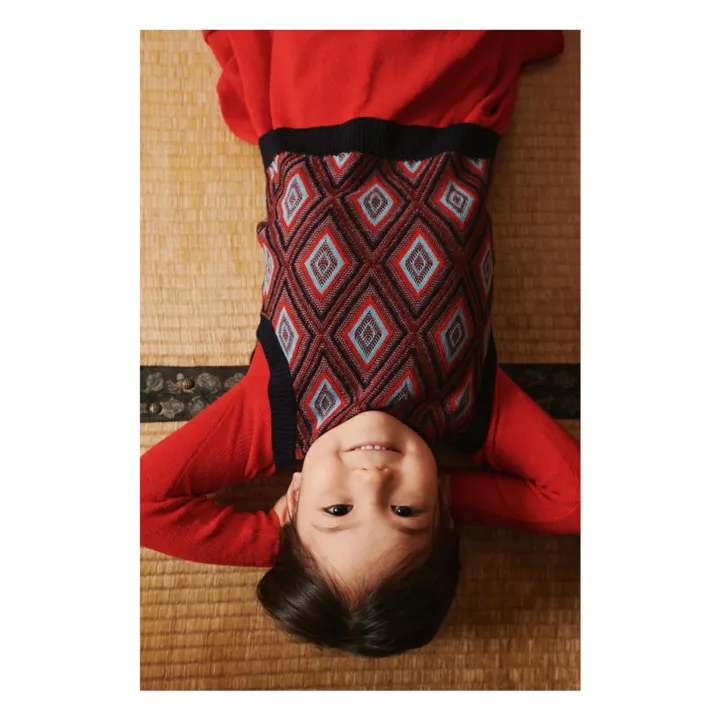 Jersey sin mangas de lana merina Harlequin | Azul Marino- Imagen del producto n°2