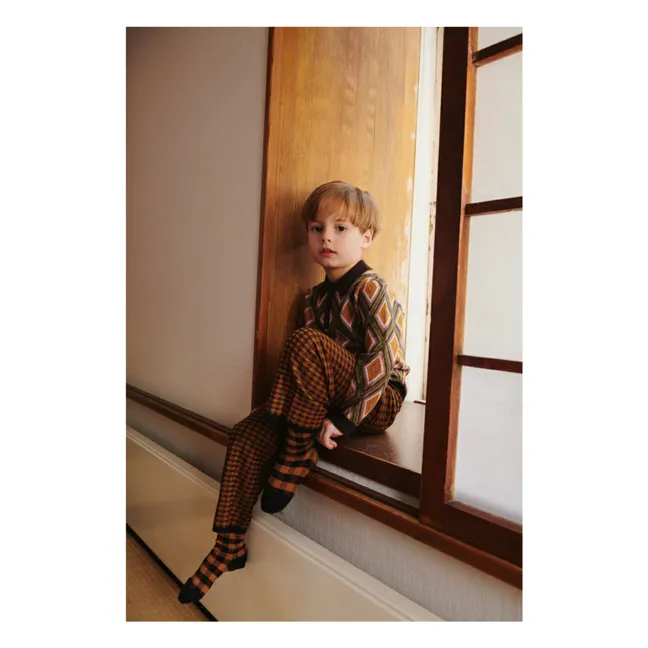 Polo Arlequin Laine de Mérinos | Marron