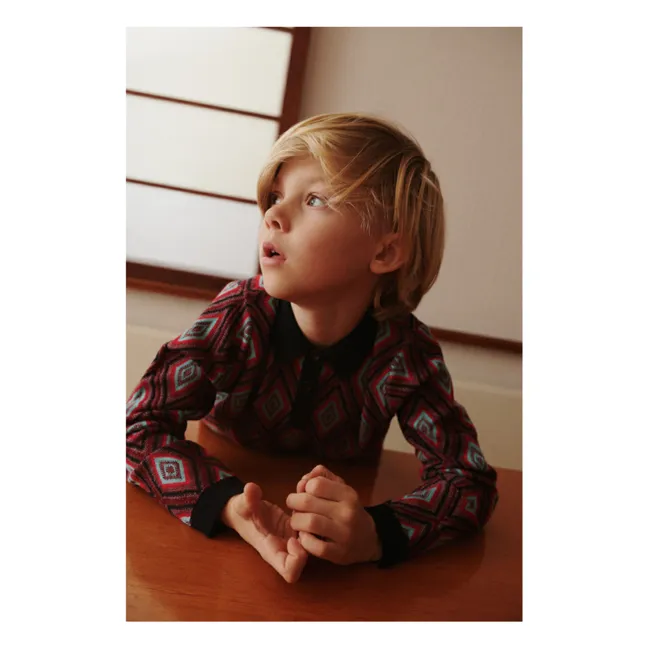 Harlequin Merino wool polo shirt | Navy blue