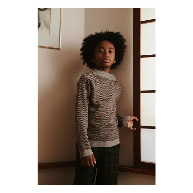 Jersey en espiga de lana merina | Beige chiné