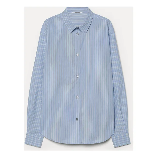 Camisa de popelina de algodón a rayas | Azul