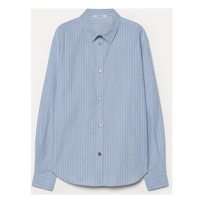 Chemise Rayée Popeline de Coton | Bleu