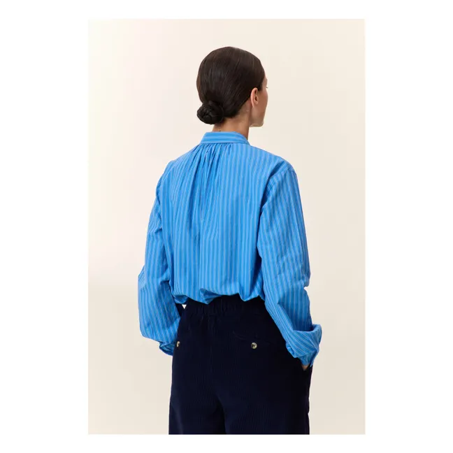 Cob Striped Organic Cotton Blouse | Blue