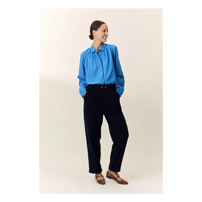 Blusa de algodón orgánico a rayas Cob | Azul