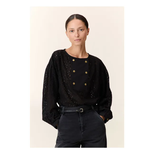 Blouse Cendre Dentelle | Noir