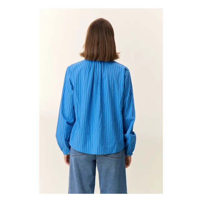 Cob Striped Organic Cotton Blouse | Blue
