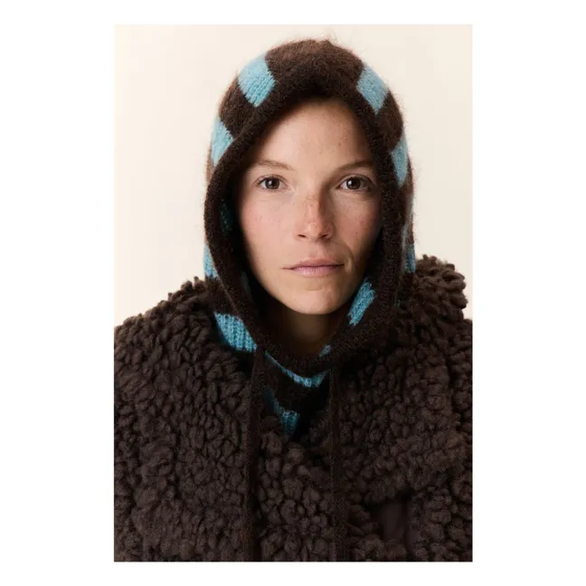 Super Kid Mohair Striped Minot Hood | Brown