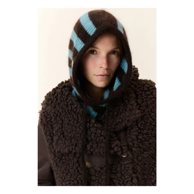 Super Kid Mohair Striped Minot Hood | Brown