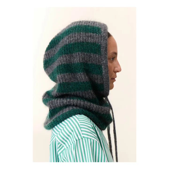 Cagoule Minot Rayée Super Kid Mohair | Vert- Image produit n°2