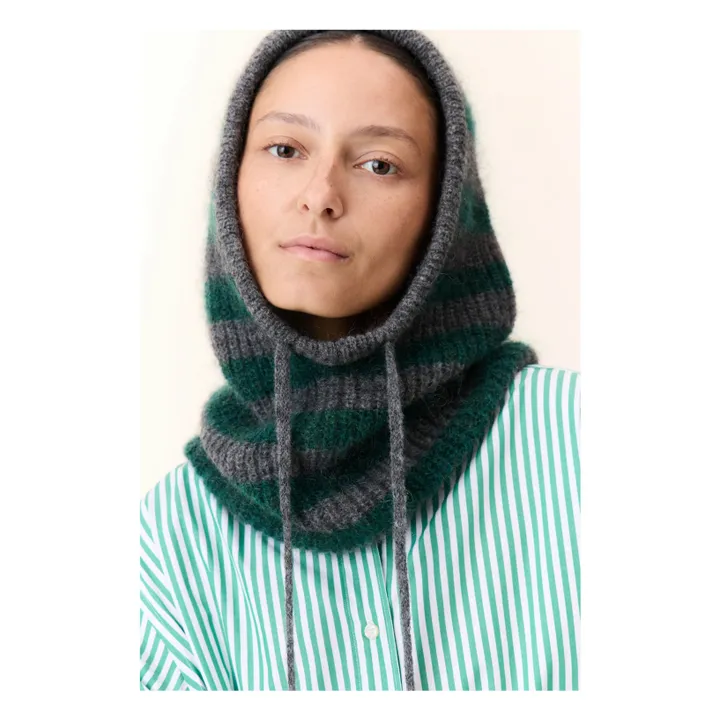 Cagoule Minot Rayée Super Kid Mohair | Vert- Image produit n°1