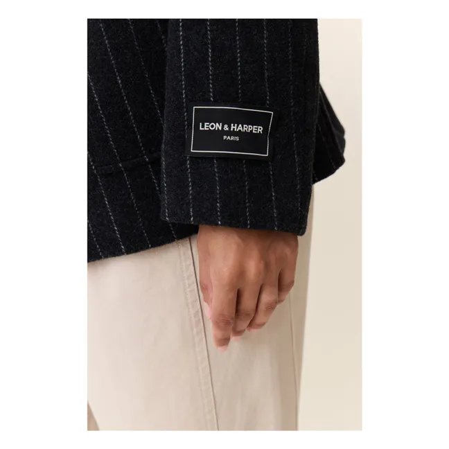 Vafi Striped Wool Jacket | Black