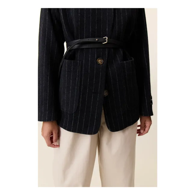 Veste Vafi Rayée Laine | Noir
