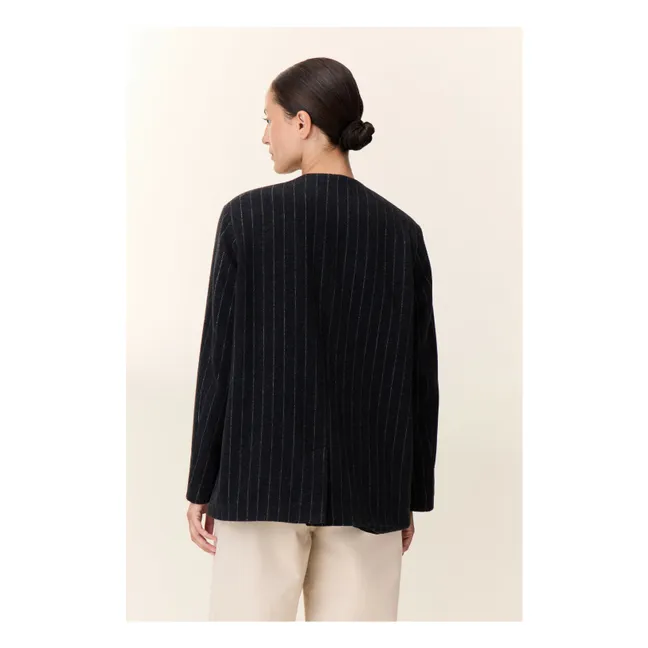 Veste Vafi Rayée Laine | Noir