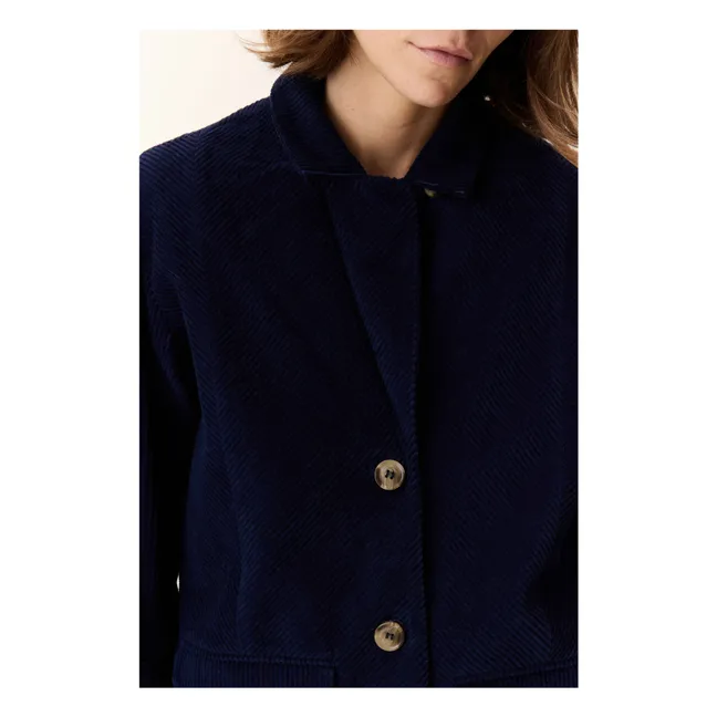 Veste Vivianne Velours Côtelé Coton Bio | Bleu marine