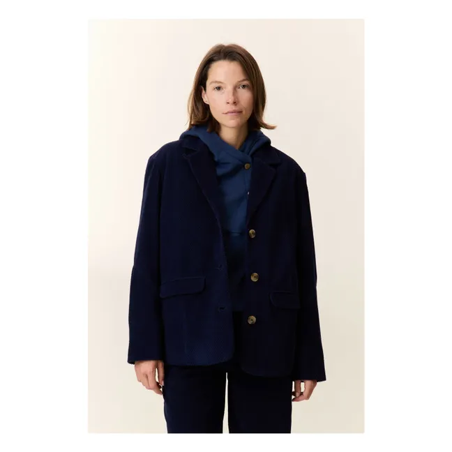 Veste Vivianne Velours Côtelé Coton Bio | Bleu marine