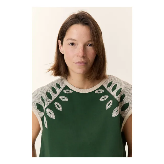 Sirop Leaf Cotton Organic Sleeveless Sweatshirt | Green
