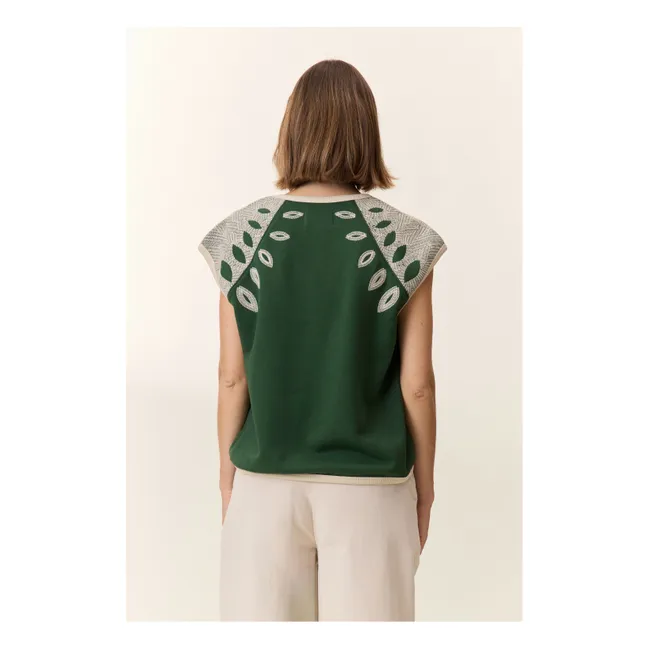Sirop Leaf Cotton Organic Sleeveless Sweatshirt | Green