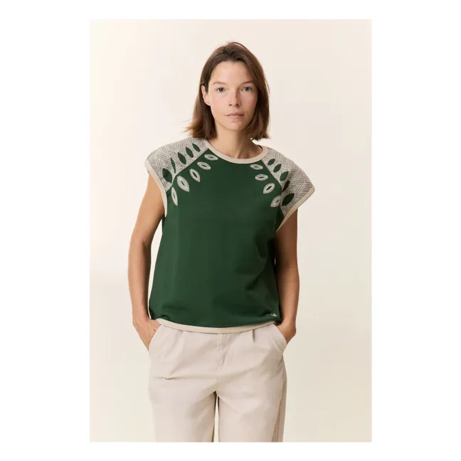 Sirop Leaf Cotton Organic Sleeveless Sweatshirt | Green